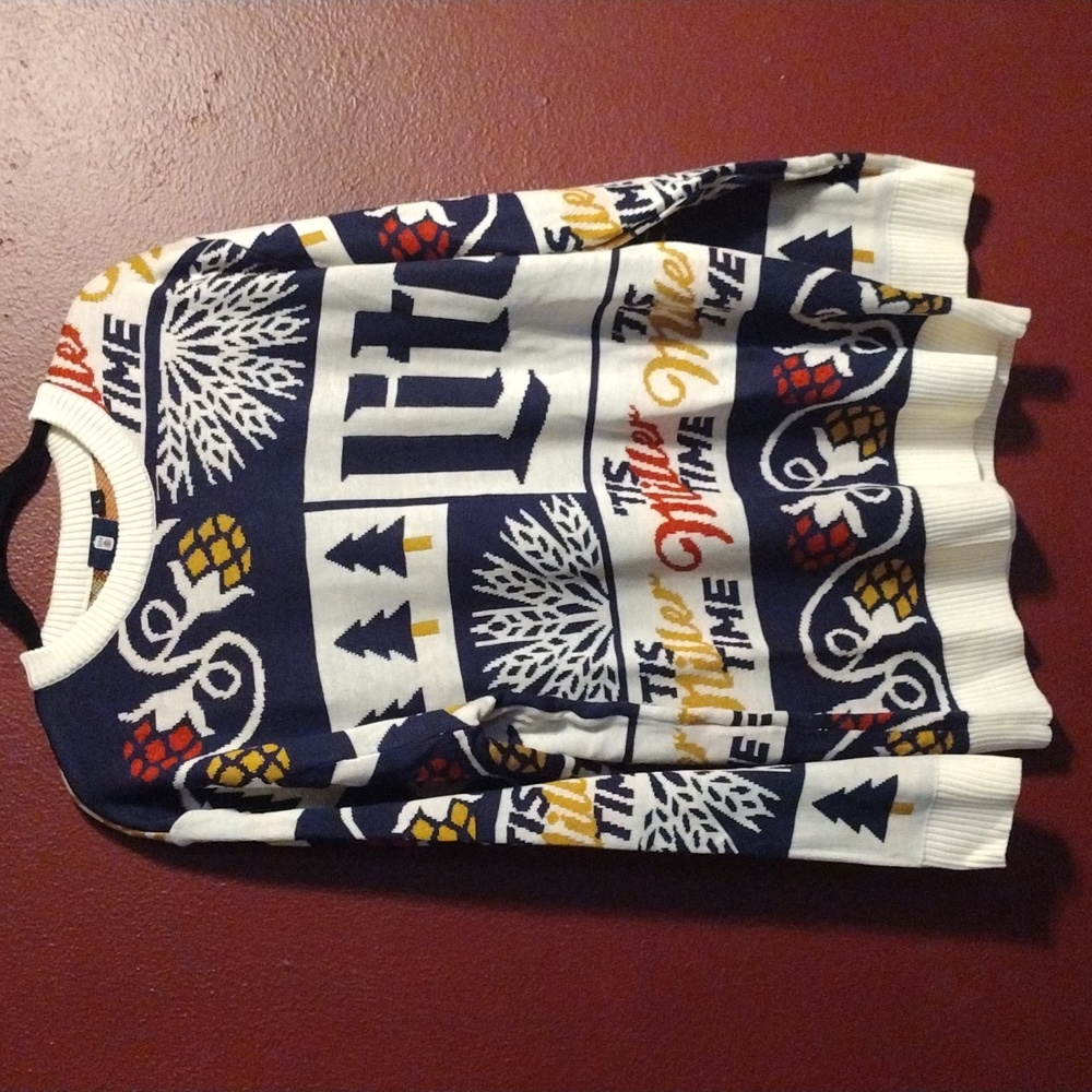 Brand new Miller Time Multi color Christmas sweater!